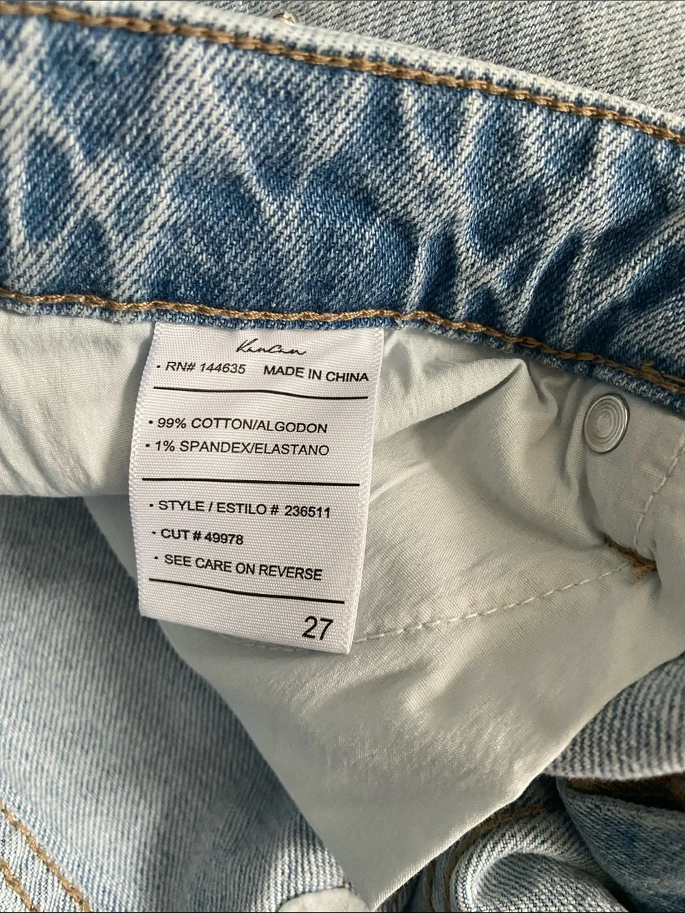 KanCan Light Blue Straight Leg Jeans with Silver Studs
